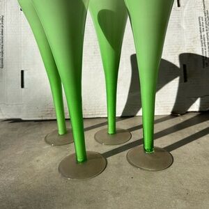 Elegant vintage  Green glass Champagne Flutes